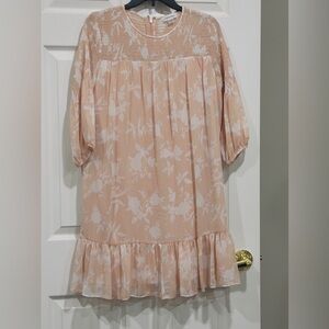 Calvin Klein Collection Peach Floral Midi Dress